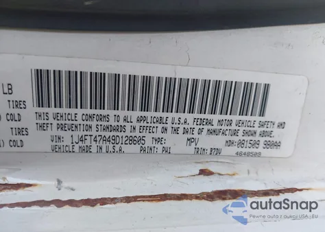 2009 Jeep Compass Sport z USA, uszkodzony, nr VIN 1J4FT47A49D128605